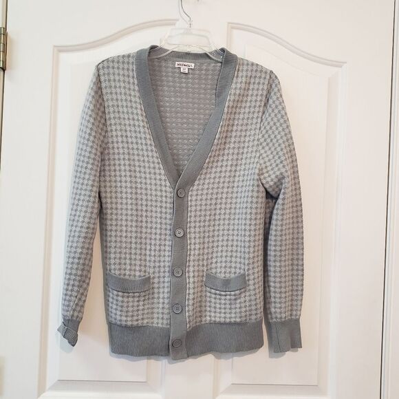 Gray Houndstooth Cardigan Sweater - Picture 1 of 4